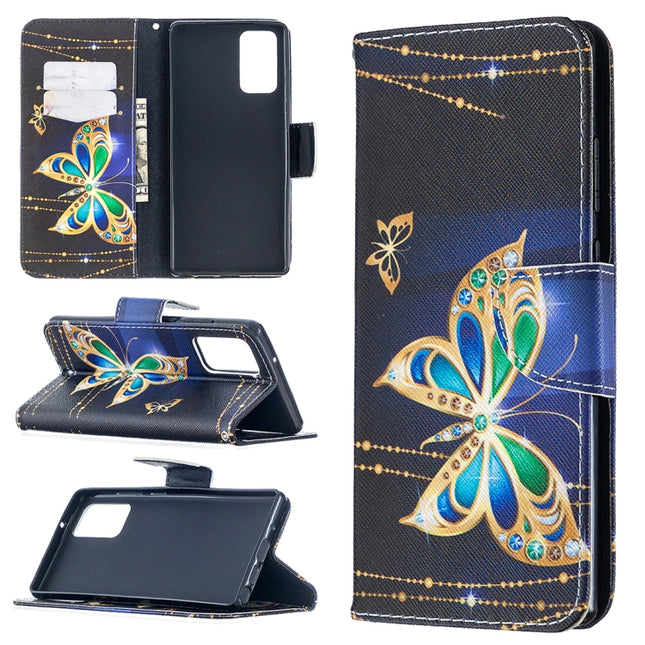 For Samsung Galaxy Note20 Colored Drawing Pattern Horizontal Flip Leather Case with Holder & Card Slots & Wallet(Big Butterfly)-garmade.com