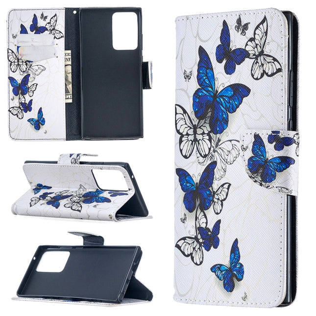For Samsung Galaxy Note20 Ultra Colored Drawing Pattern Horizontal Flip Leather Case with Holder & Card Slots & Wallet(Butterflies)-garmade.com