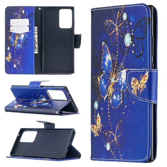 For Samsung Galaxy Note20 Ultra Colored Drawing Pattern Horizontal Flip Leather Case with Holder & Card Slots & Wallet(Purple Butterfly)-garmade.com
