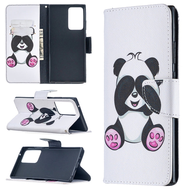 For Samsung Galaxy Note20 Ultra Colored Drawing Pattern Horizontal Flip Leather Case with Holder & Card Slots & Wallet(Panda)-garmade.com