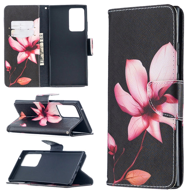 For Samsung Galaxy Note20 Ultra Colored Drawing Pattern Horizontal Flip Leather Case with Holder & Card Slots & Wallet(Lotus)-garmade.com