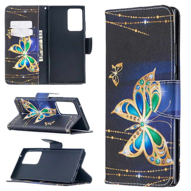 For Samsung Galaxy Note20 Ultra Colored Drawing Pattern Horizontal Flip Leather Case with Holder & Card Slots & Wallet(Big Butterfly)-garmade.com