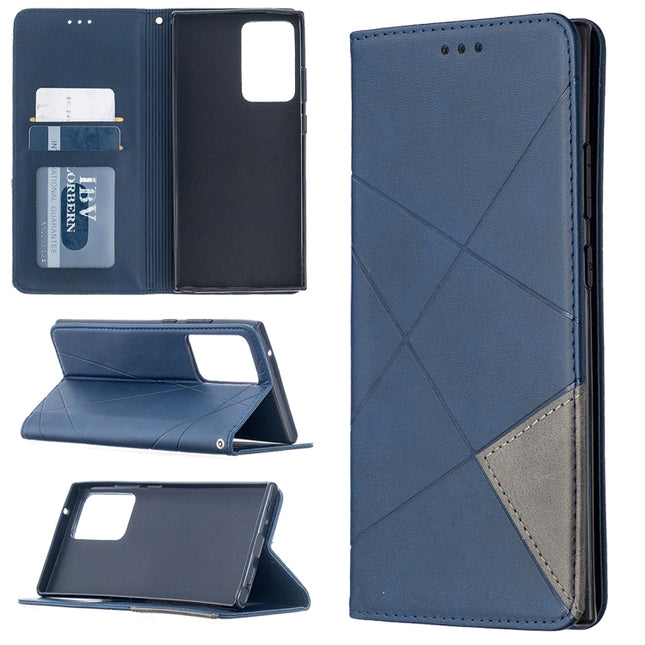 For Samsung Galaxy Note 20 Ultra Rhombus Texture Horizontal Flip Magnetic Leather Case with Holder & Card Slots & Wallet(Blue)-garmade.com