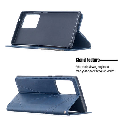 For Samsung Galaxy Note 20 Ultra Rhombus Texture Horizontal Flip Magnetic Leather Case with Holder & Card Slots & Wallet(Blue)-garmade.com