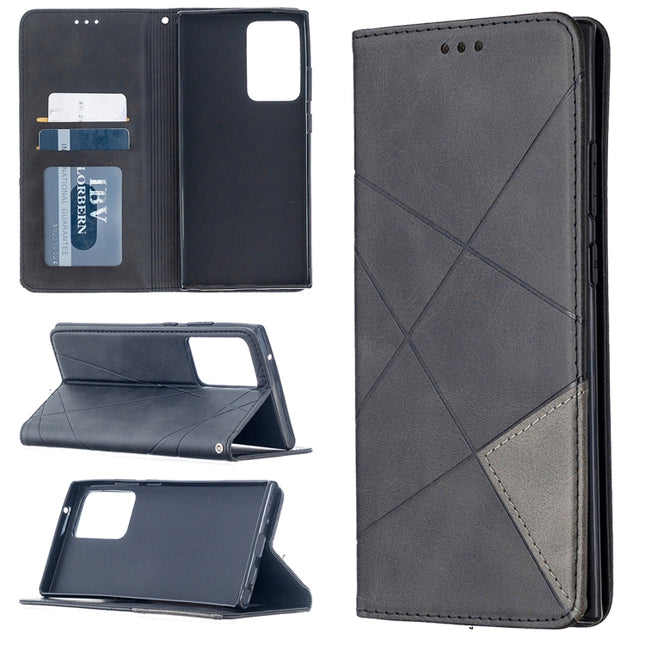 For Samsung Galaxy Note 20 Ultra Rhombus Texture Horizontal Flip Magnetic Leather Case with Holder & Card Slots & Wallet(Black)-garmade.com