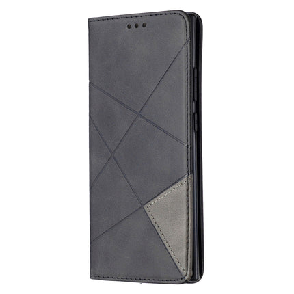 For Samsung Galaxy Note 20 Ultra Rhombus Texture Horizontal Flip Magnetic Leather Case with Holder & Card Slots & Wallet(Black)-garmade.com