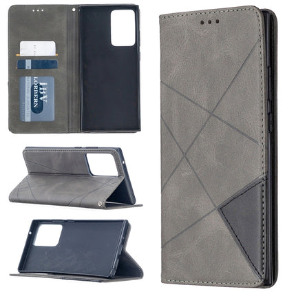 For Samsung Galaxy Note 20 Ultra Rhombus Texture Horizontal Flip Magnetic Leather Case with Holder & Card Slots & Wallet(Grey)-garmade.com