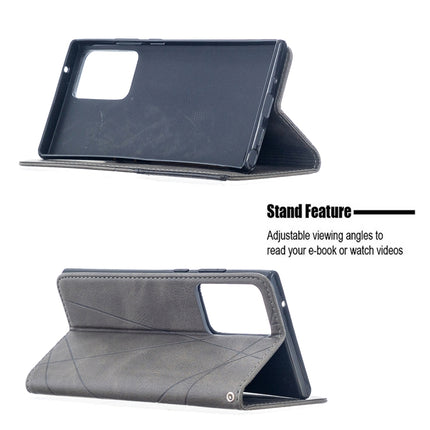 For Samsung Galaxy Note 20 Ultra Rhombus Texture Horizontal Flip Magnetic Leather Case with Holder & Card Slots & Wallet(Grey)-garmade.com