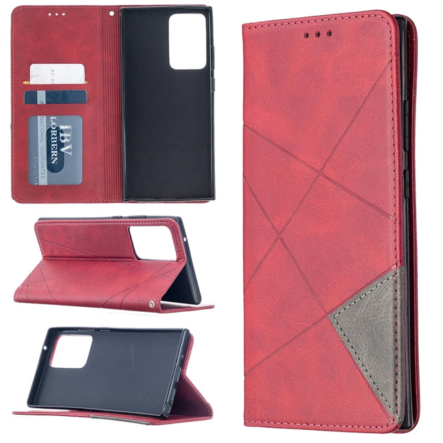 For Samsung Galaxy Note 20 Ultra Rhombus Texture Horizontal Flip Magnetic Leather Case with Holder & Card Slots & Wallet(Red)-garmade.com