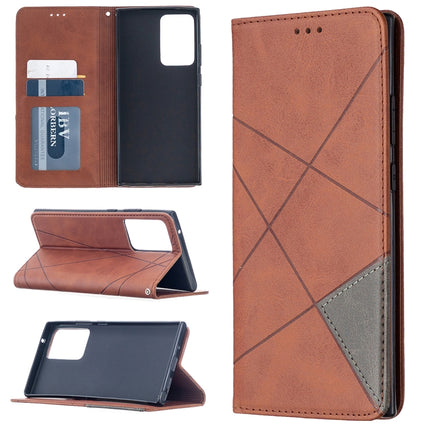 For Samsung Galaxy Note 20 Ultra Rhombus Texture Horizontal Flip Magnetic Leather Case with Holder & Card Slots & Wallet(Brown)-garmade.com
