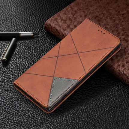 For Samsung Galaxy Note 20 Ultra Rhombus Texture Horizontal Flip Magnetic Leather Case with Holder & Card Slots & Wallet(Brown)-garmade.com