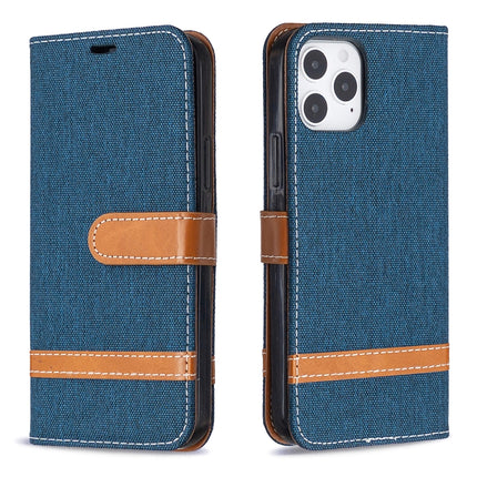 For iPhone 12 / 12 Pro Color Matching Denim Texture Horizontal Flip Leather Case with Holder & Card Slots & Wallet & Lanyard(Dark Blue)-garmade.com