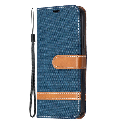 For iPhone 12 / 12 Pro Color Matching Denim Texture Horizontal Flip Leather Case with Holder & Card Slots & Wallet & Lanyard(Dark Blue)-garmade.com