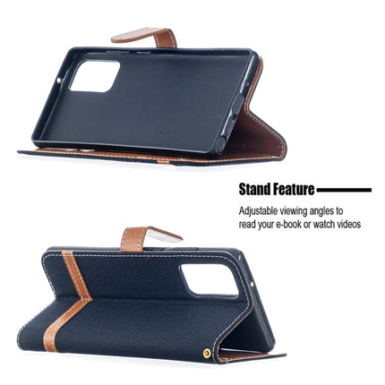 For Samsung Galaxy Note20 Color Matching Denim Texture Horizontal Flip Leather Case with Holder & Card Slots & Wallet & Lanyard(Black)-garmade.com