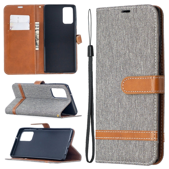 For Samsung Galaxy Note20 Color Matching Denim Texture Horizontal Flip Leather Case with Holder & Card Slots & Wallet & Lanyard(Grey)-garmade.com