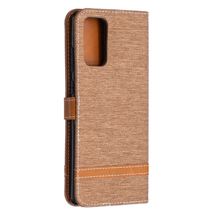 For Samsung Galaxy Note20 Color Matching Denim Texture Horizontal Flip Leather Case with Holder & Card Slots & Wallet & Lanyard(Brown)-garmade.com