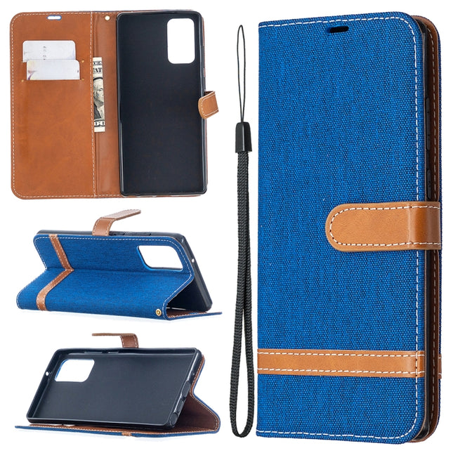 For Samsung Galaxy Note20 Color Matching Denim Texture Horizontal Flip Leather Case with Holder & Card Slots & Wallet & Lanyard(Royal Blue)-garmade.com