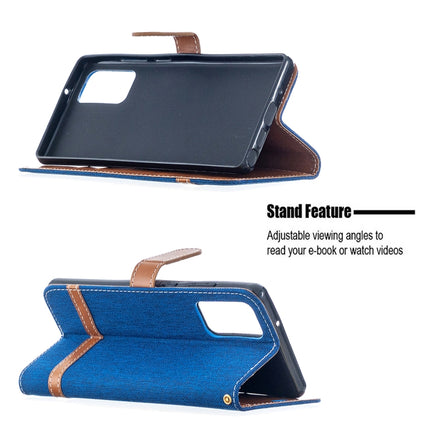 For Samsung Galaxy Note20 Color Matching Denim Texture Horizontal Flip Leather Case with Holder & Card Slots & Wallet & Lanyard(Royal Blue)-garmade.com