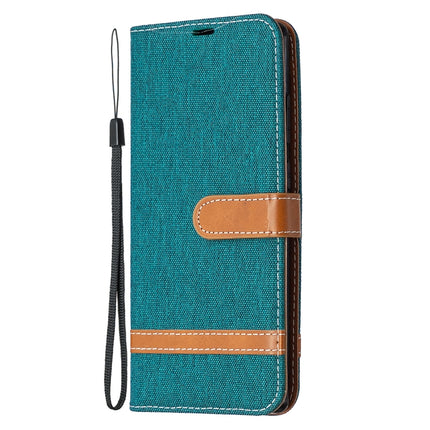 For Samsung Galaxy Note20 Color Matching Denim Texture Horizontal Flip Leather Case with Holder & Card Slots & Wallet & Lanyard(Green)-garmade.com