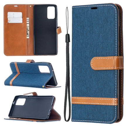 For Samsung Galaxy Note20 Color Matching Denim Texture Horizontal Flip Leather Case with Holder & Card Slots & Wallet & Lanyard(Dark Blue)-garmade.com