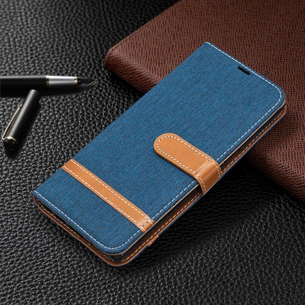For Samsung Galaxy Note20 Color Matching Denim Texture Horizontal Flip Leather Case with Holder & Card Slots & Wallet & Lanyard(Dark Blue)-garmade.com