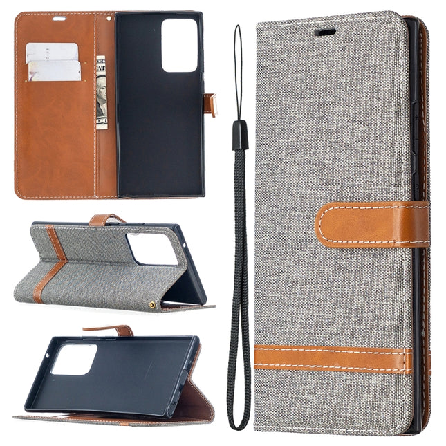 For Samsung Galaxy Note20 Ultra Color Matching Denim Texture Horizontal Flip Leather Case with Holder & Card Slots & Wallet & Lanyard(Grey)-garmade.com