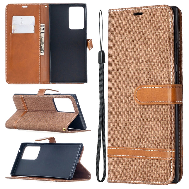For Samsung Galaxy Note20 Ultra Color Matching Denim Texture Horizontal Flip Leather Case with Holder & Card Slots & Wallet & Lanyard(Brown)-garmade.com