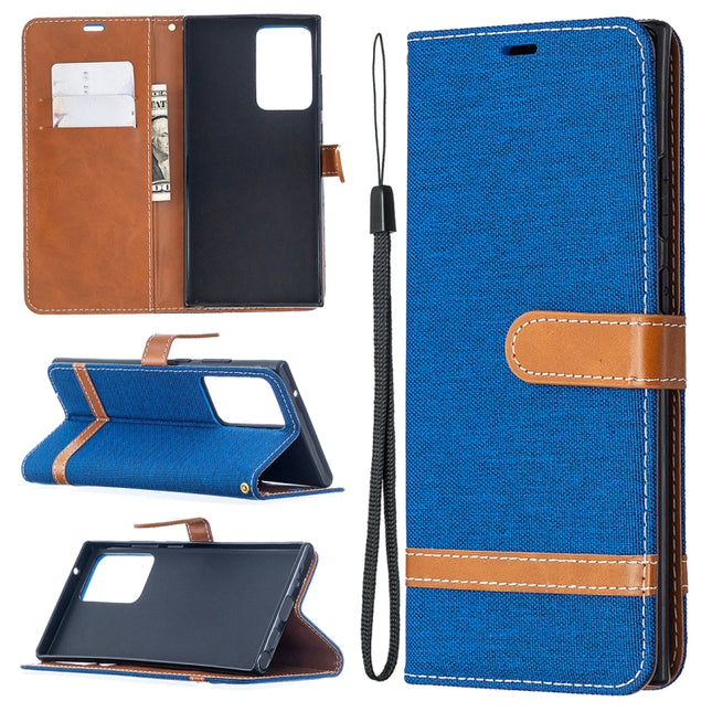 For Samsung Galaxy Note20 Ultra Color Matching Denim Texture Horizontal Flip Leather Case with Holder & Card Slots & Wallet & Lanyard(Royal Blue)-garmade.com