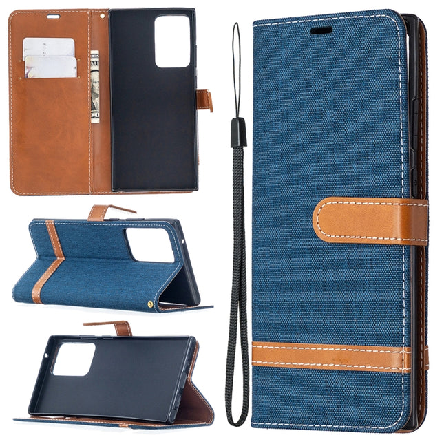 For Samsung Galaxy Note20 Ultra Color Matching Denim Texture Horizontal Flip Leather Case with Holder & Card Slots & Wallet & Lanyard(Dark Blue)-garmade.com