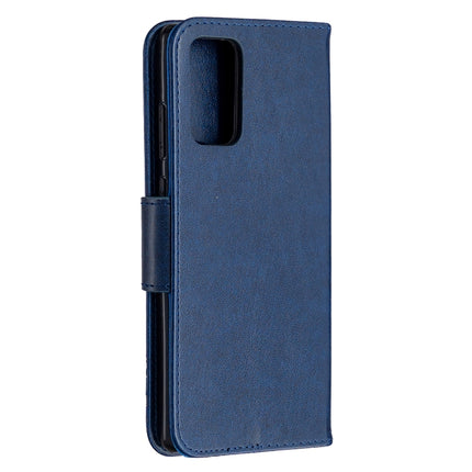 For Samsung Galaxy Note20 Embossing Two Butterflies Pattern Horizontal Flip PU Leather Case with Holder & Card Slot & Wallet & Lanyard(Blue)-garmade.com