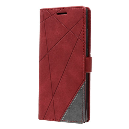 For Samsung Galaxy Note20 Skin Feel Splicing Horizontal Flip Leather Case with Holder & Card Slots & Wallet & Photo Frame(Red)-garmade.com