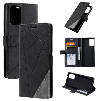 For Samsung Galaxy Note20 Skin Feel Splicing Horizontal Flip Leather Case with Holder & Card Slots & Wallet & Photo Frame(Black)-garmade.com