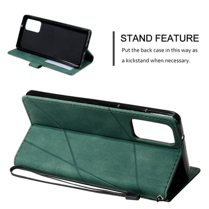 For Samsung Galaxy Note20 Skin Feel Splicing Horizontal Flip Leather Case with Holder & Card Slots & Wallet & Photo Frame(Green)-garmade.com