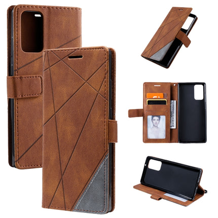 For Samsung Galaxy Note20 Skin Feel Splicing Horizontal Flip Leather Case with Holder & Card Slots & Wallet & Photo Frame(Brown)-garmade.com