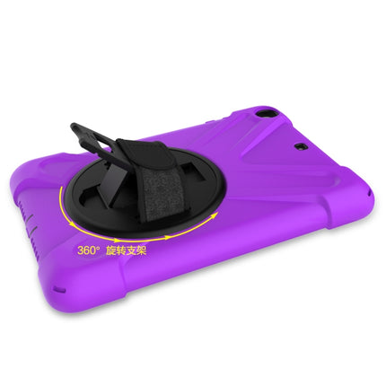 For iPad Mini 3 & 2 & 1 Shockproof Colorful Silicone + PC Protective Case with Holder & Hand Grip Strap(Purple)-garmade.com