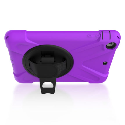 For iPad Mini 3 & 2 & 1 Shockproof Colorful Silicone + PC Protective Case with Holder & Hand Grip Strap(Purple)-garmade.com