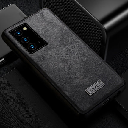 For Samsung Galaxy Note20 SULADA Shockproof TPU + Handmade Leather Protective Case(Black)-garmade.com