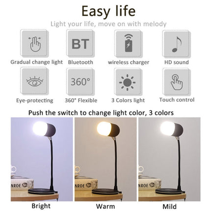 L4 Multifunctional Wireless Charging LED Desk Lamp with Bluetooth 5.0 Speaker(Black)-garmade.com