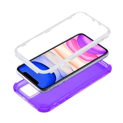 For iPhone 12 / 12 Pro 3 In 1 Dreamland PC + TPU Solid Color Transparent Border Protective Case(Purple)-garmade.com