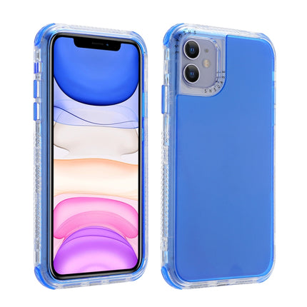 For iPhone 12 / 12 Pro 3 In 1 Dreamland PC + TPU Solid Color Transparent Border Protective Case(Blue)-garmade.com