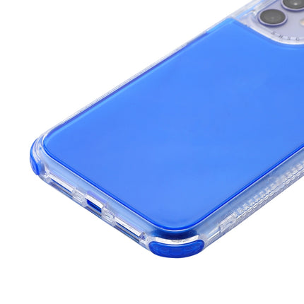 For iPhone 12 / 12 Pro 3 In 1 Dreamland PC + TPU Solid Color Transparent Border Protective Case(Blue)-garmade.com