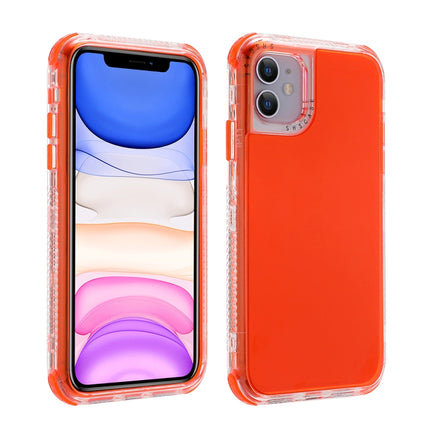For iPhone 12 / 12 Pro 3 In 1 Dreamland PC + TPU Solid Color Transparent Border Protective Case(Orange)-garmade.com