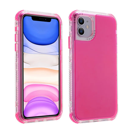 For iPhone 12 / 12 Pro 3 In 1 Dreamland PC + TPU Solid Color Transparent Border Protective Case(Pink)-garmade.com