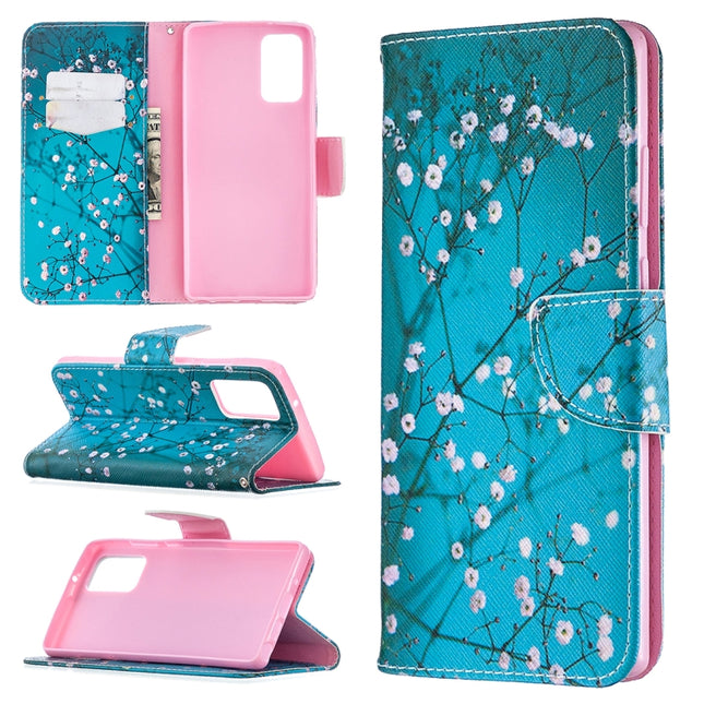 For Samsung Galaxy Note 20 Colored Drawing Pattern Horizontal Flip Leather Case with Holder & Card Slots & Wallet(Plum Blossom)-garmade.com