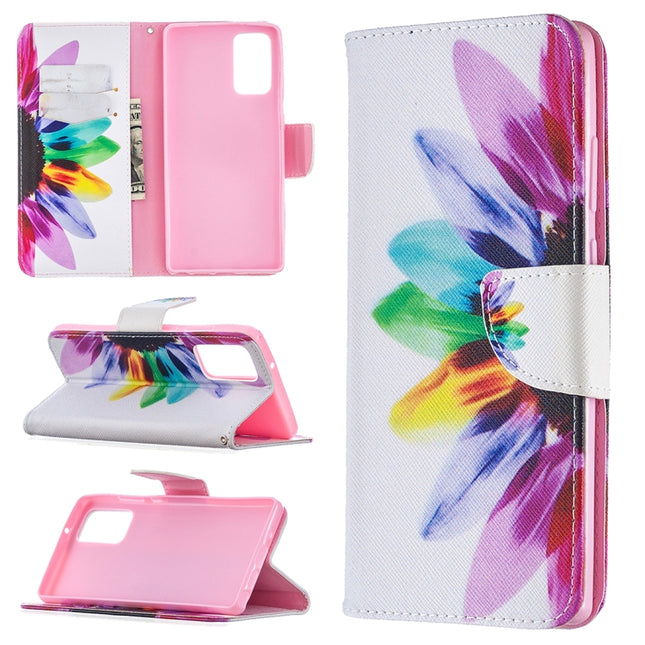 For Samsung Galaxy Note 20 Colored Drawing Pattern Horizontal Flip Leather Case with Holder & Card Slots & Wallet(Sun Flower)-garmade.com