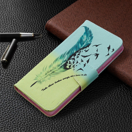 For Samsung Galaxy Note 20 Colored Drawing Pattern Horizontal Flip Leather Case with Holder & Card Slots & Wallet(Feather)-garmade.com