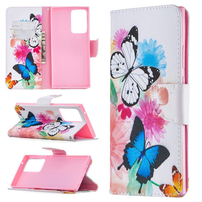 For Samsung Galaxy Note 20 Ultra Colored Drawing Pattern Horizontal Flip Leather Case with Holder & Card Slots & Wallet(Butterflies)-garmade.com