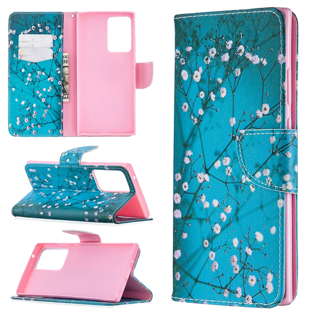 For Samsung Galaxy Note 20 Ultra Colored Drawing Pattern Horizontal Flip Leather Case with Holder & Card Slots & Wallet(Plum Blossom)-garmade.com