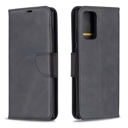 For Samsung Galaxy Note 20 Retro Lambskin Texture Pure Color Horizontal Flip PU Leather Case, with Holder & Card Slots & Wallet & Lanyard(Black)-garmade.com