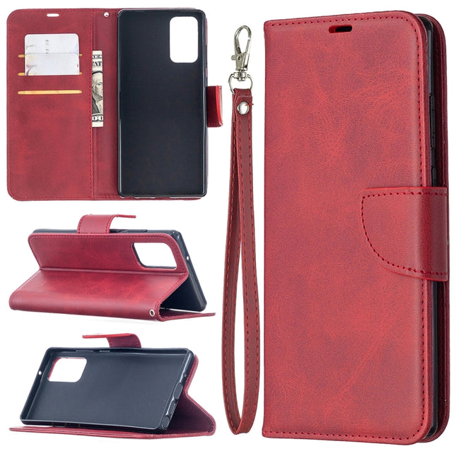 For Samsung Galaxy Note 20 Retro Lambskin Texture Pure Color Horizontal Flip PU Leather Case, with Holder & Card Slots & Wallet & Lanyard(Red)-garmade.com